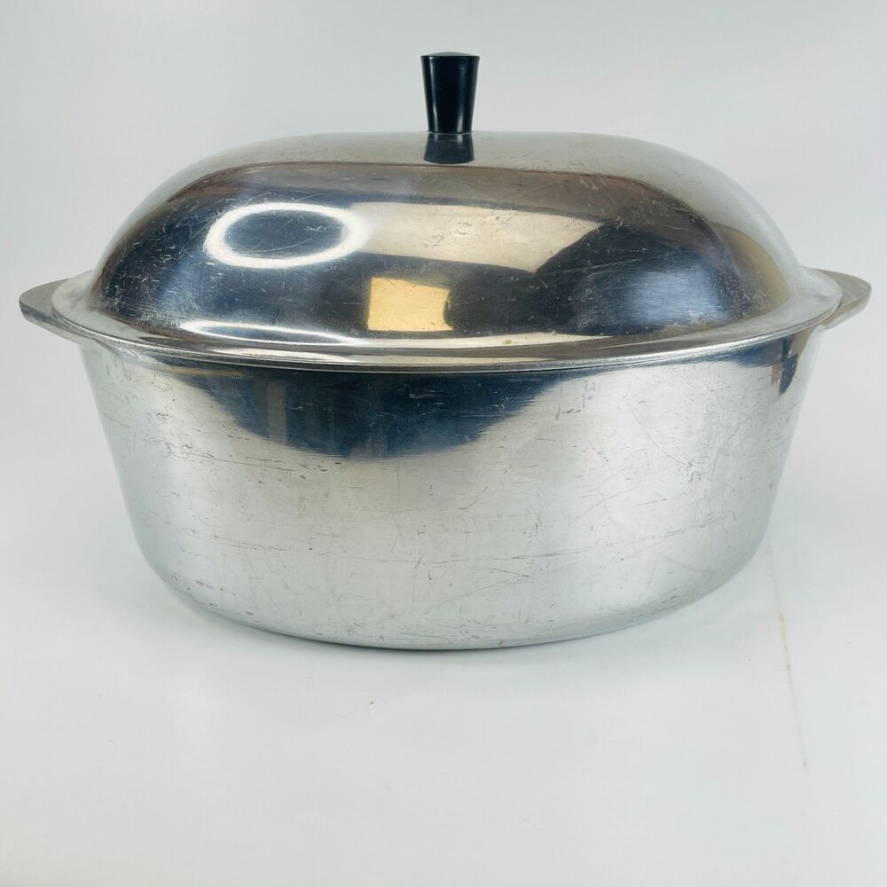 VTG Club Aluminum 15” Oval Dutch Oven Roaster Shiny Chrome Finish Lid Handles